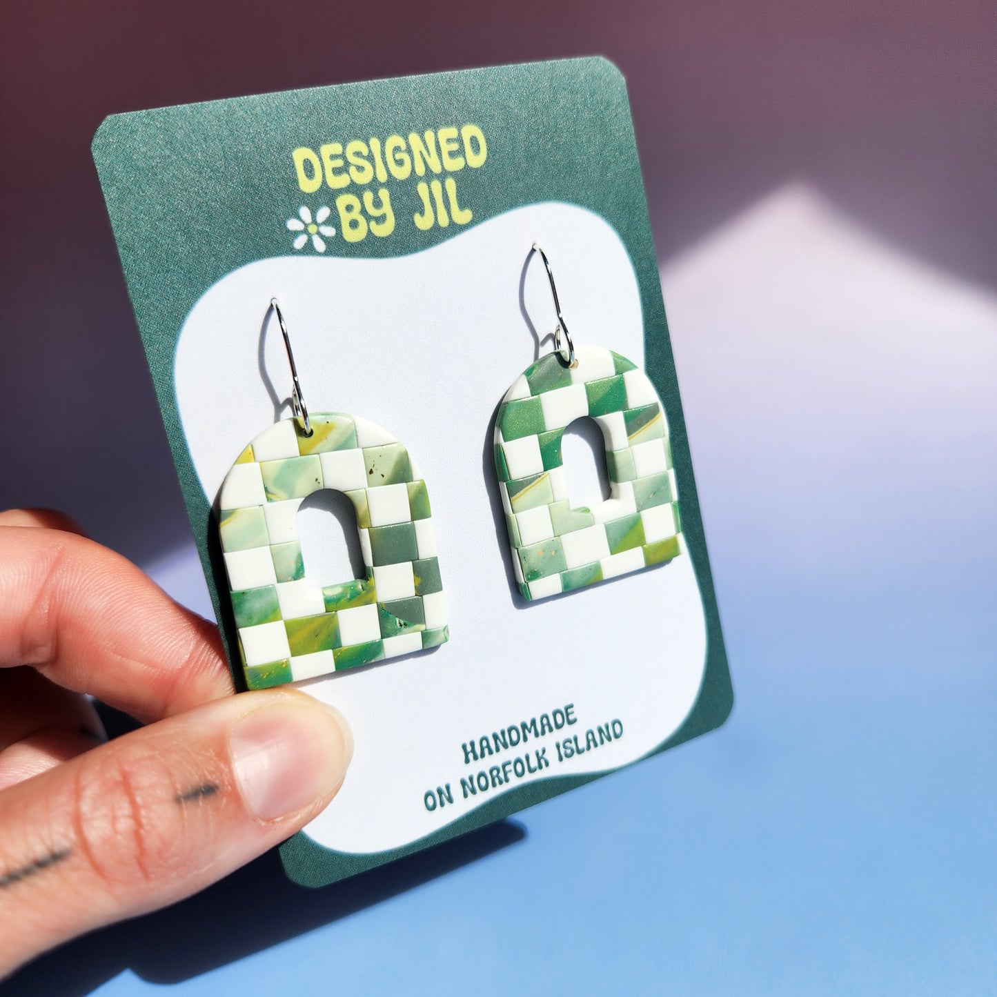 Checkered Arch - Dangle Earrings
