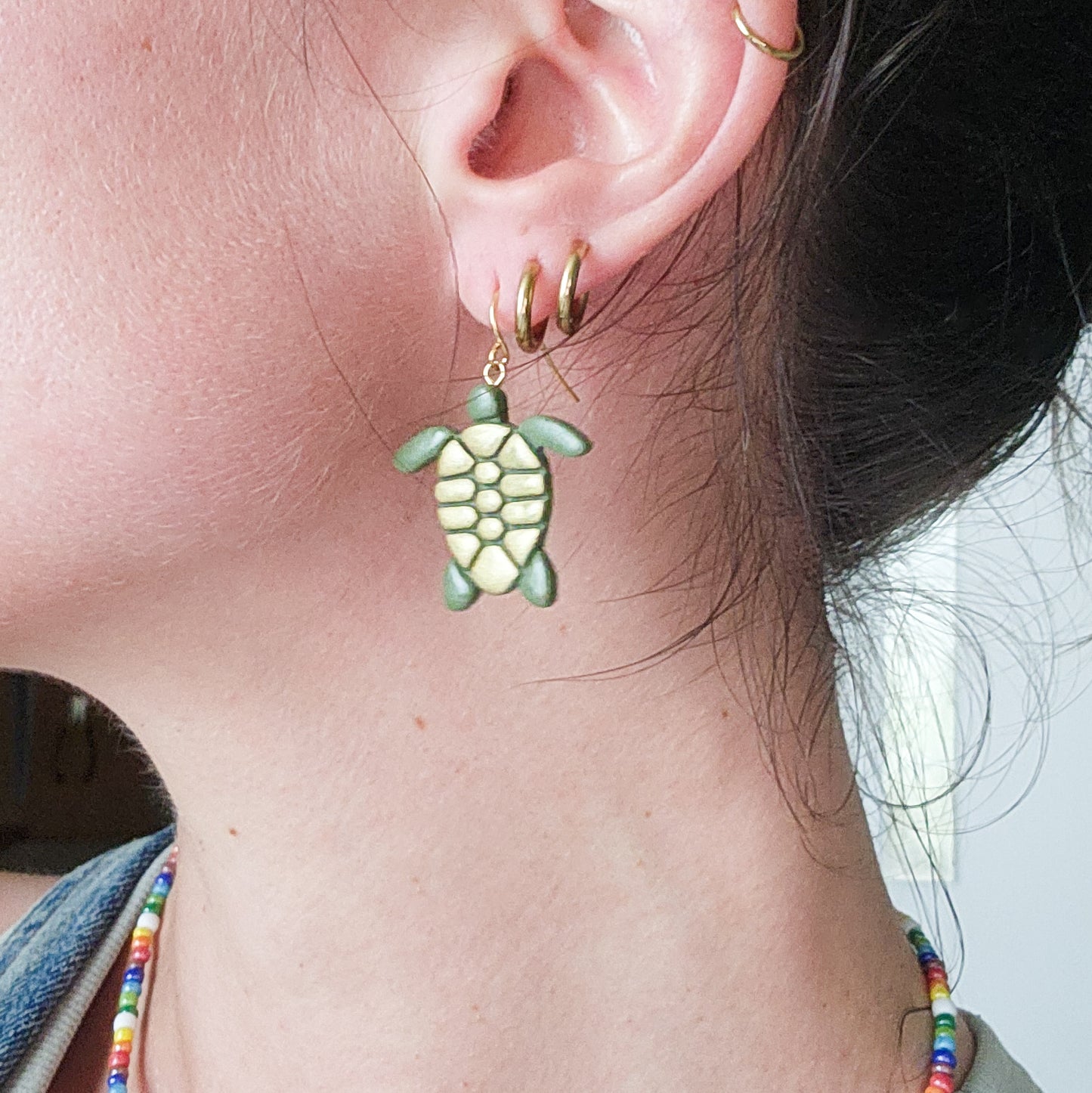 Gold Turtle - Dangle Earrings