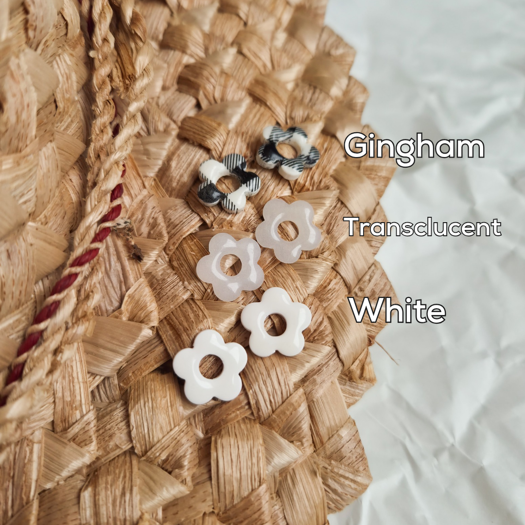 Black White - Flower Charms