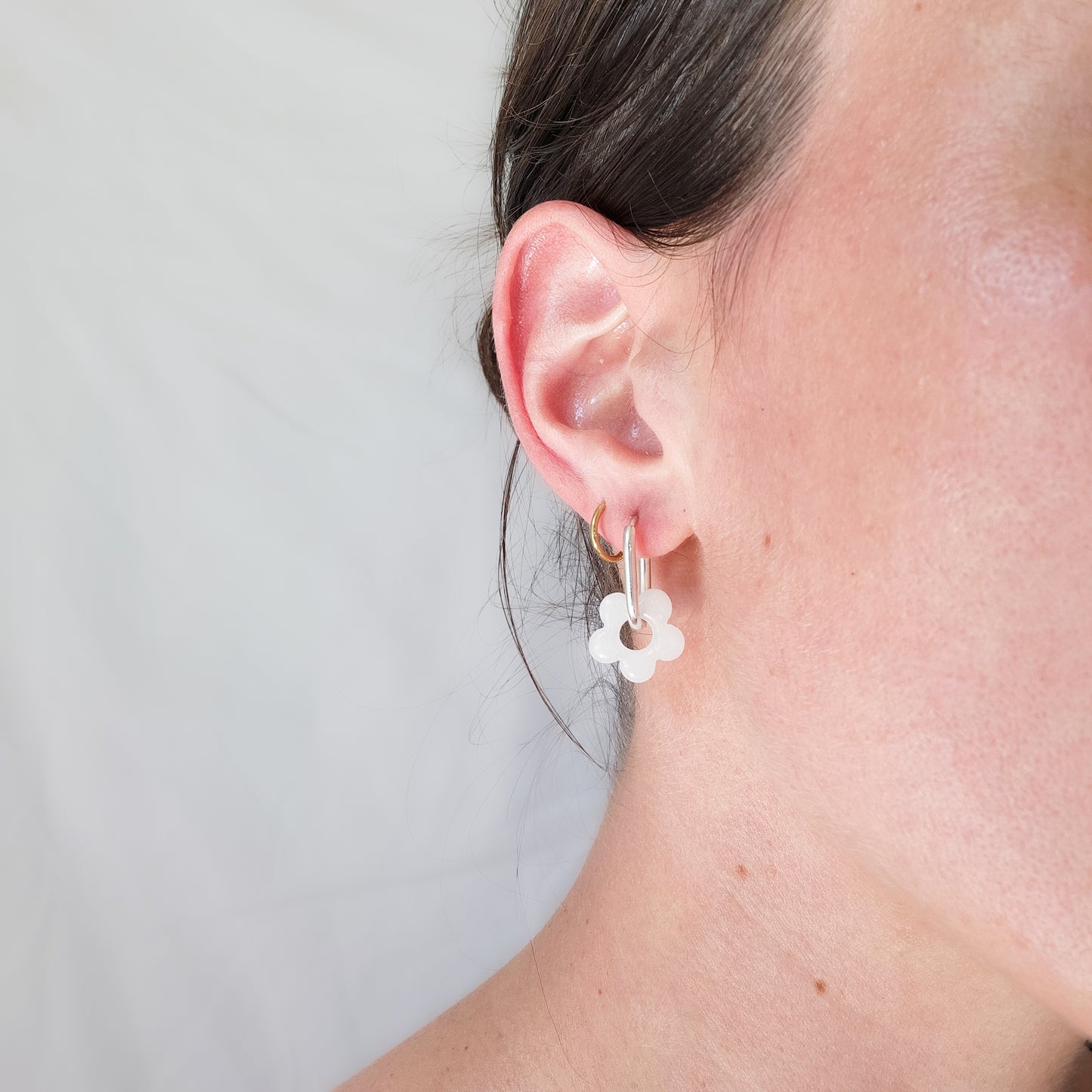 Blue Stone Little Flowers - Dangle Earrings