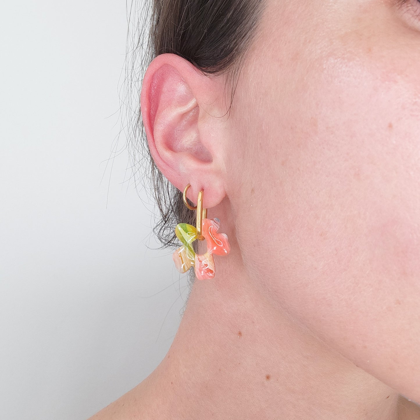 Organic Flower Trio - Dangle Earrings