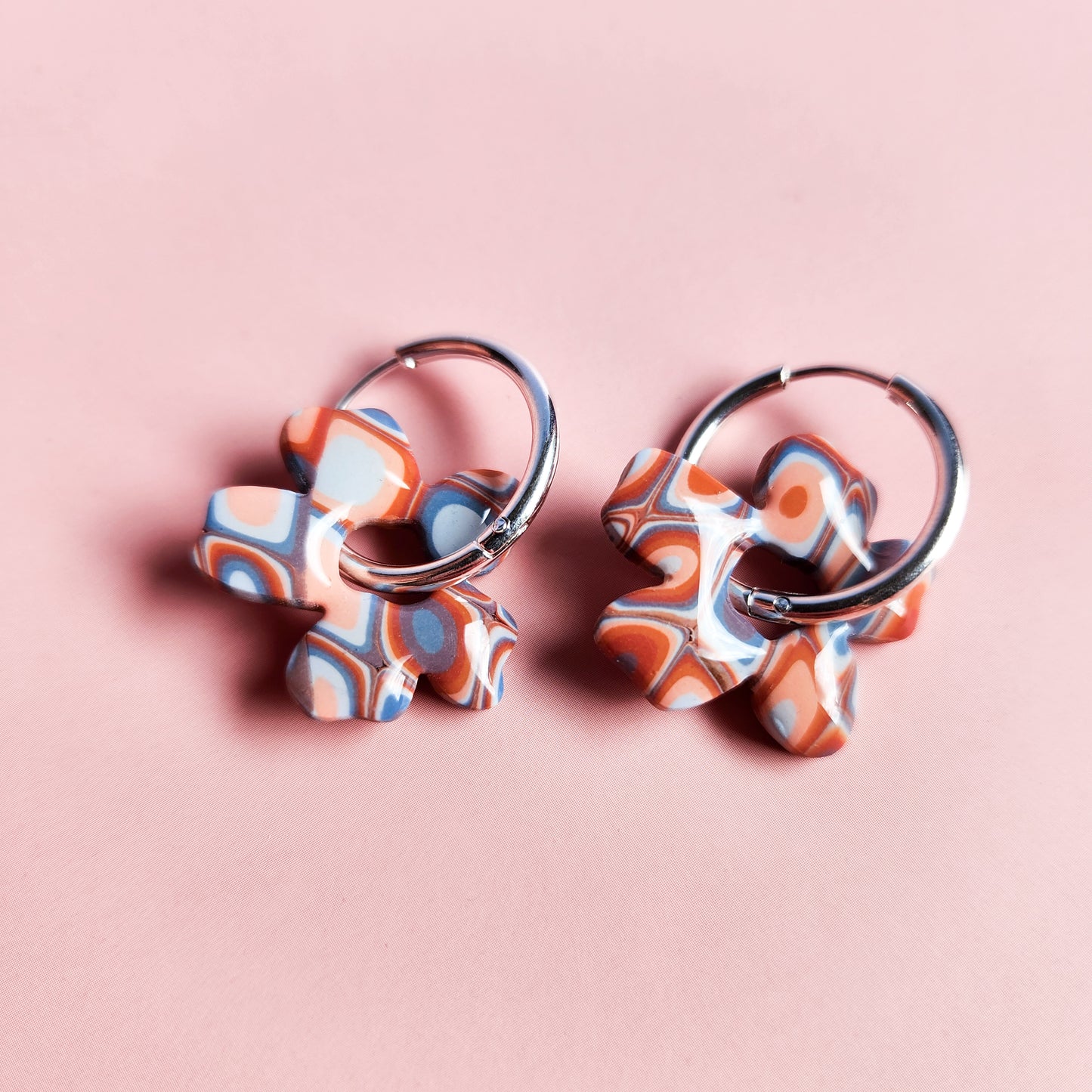 Translucent & Retro Flower Dangle Earrings