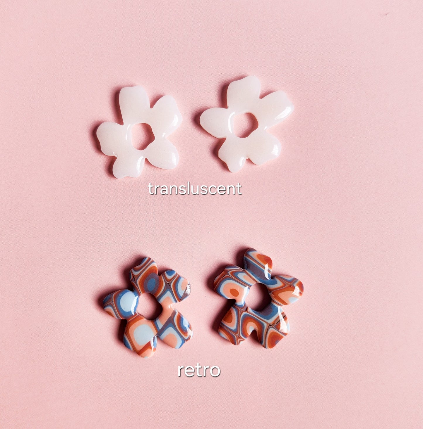 Translucent & Retro Flower Dangle Earrings