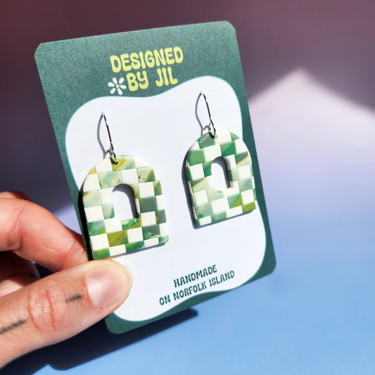 Checkered Arch - Dangle Earrings