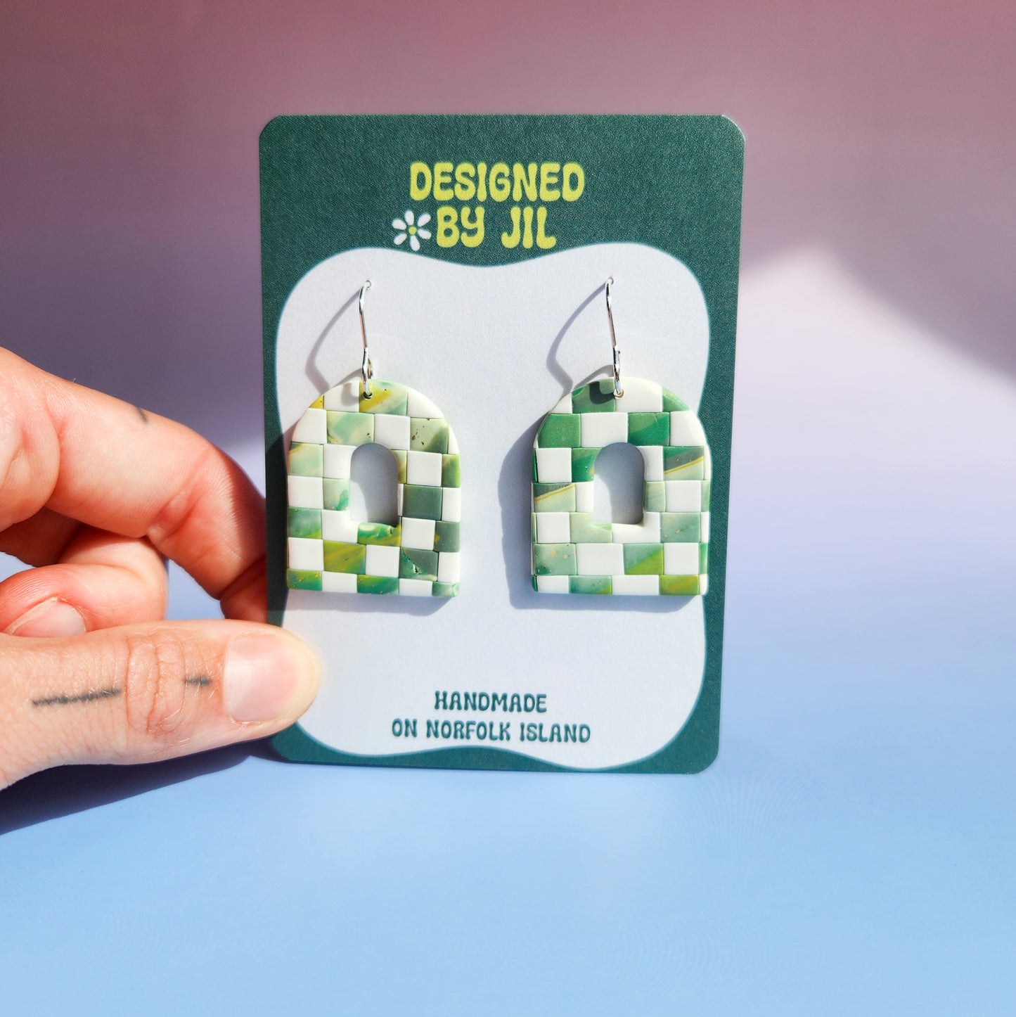 Checkered Arch - Dangle Earrings