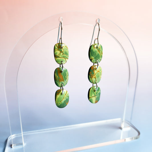 Green Drops -Dangle Earrings