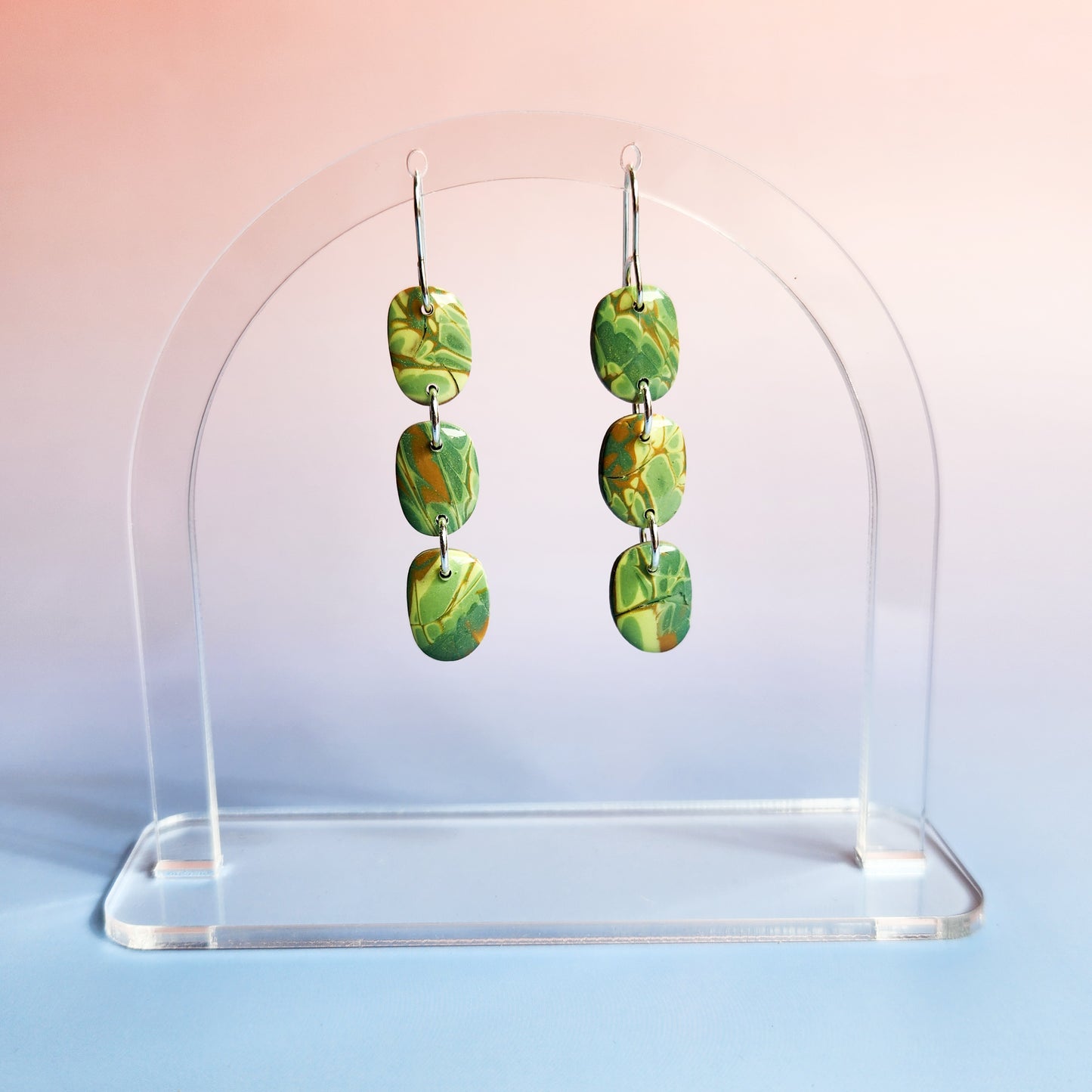 Green Drops -Dangle Earrings