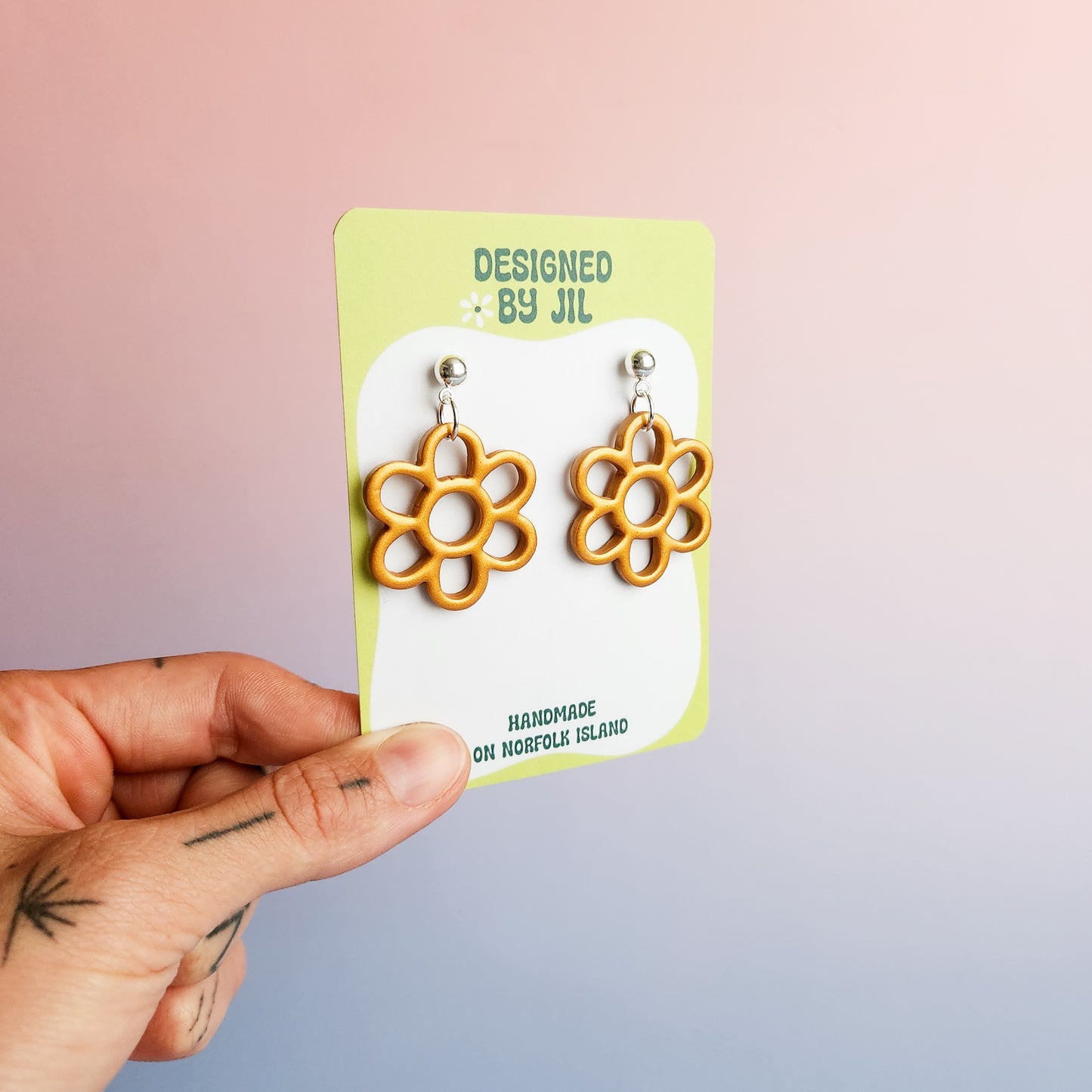 Darling Flower - Ball Post Dangle Earrings