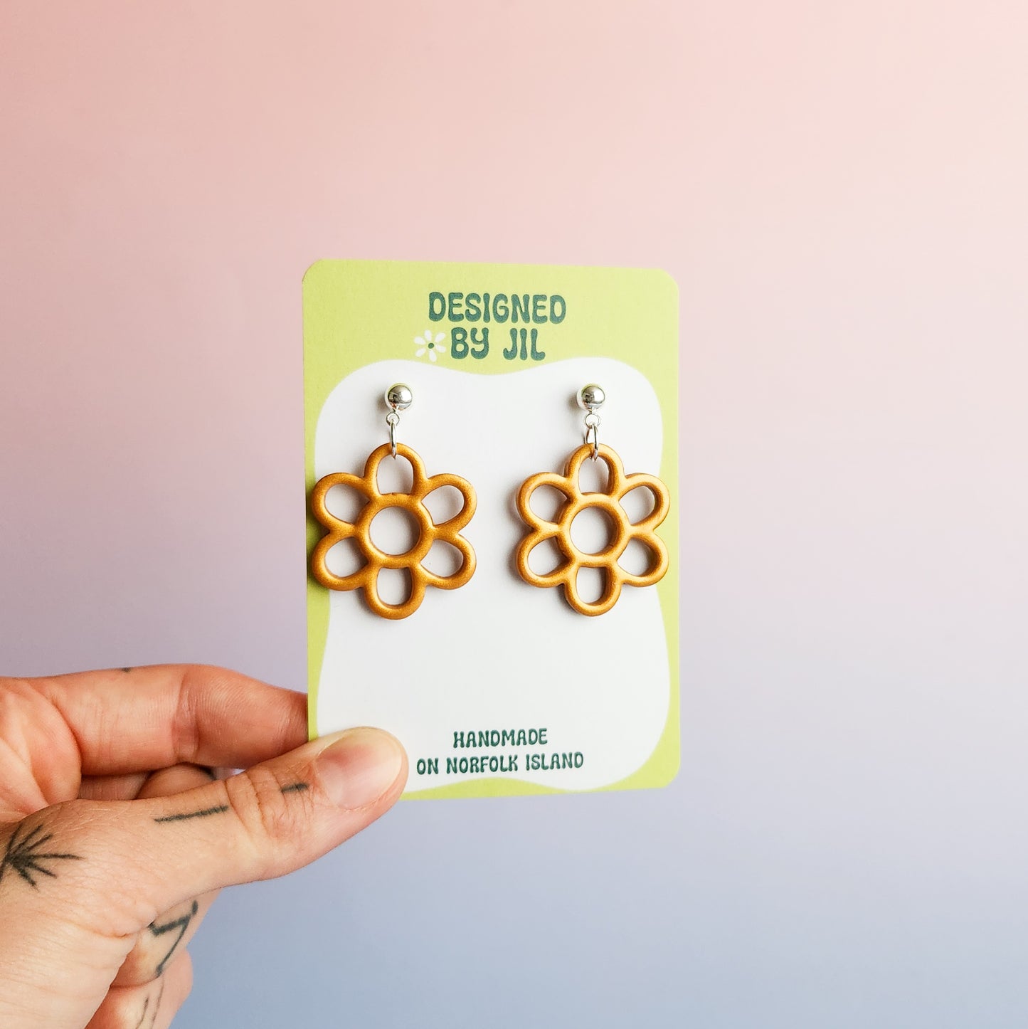 Darling Flower - Ball Post Dangle Earrings