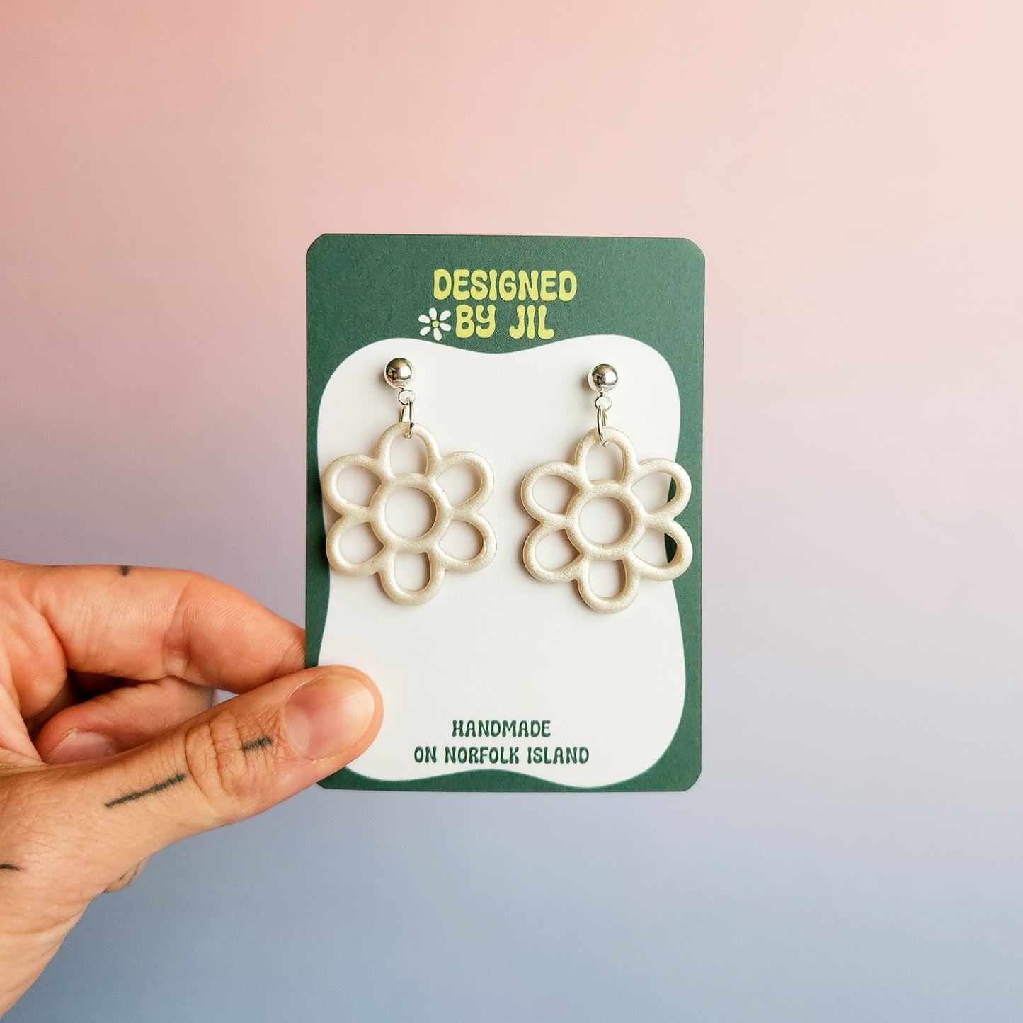 Darling Flower - Ball Post Dangle Earrings