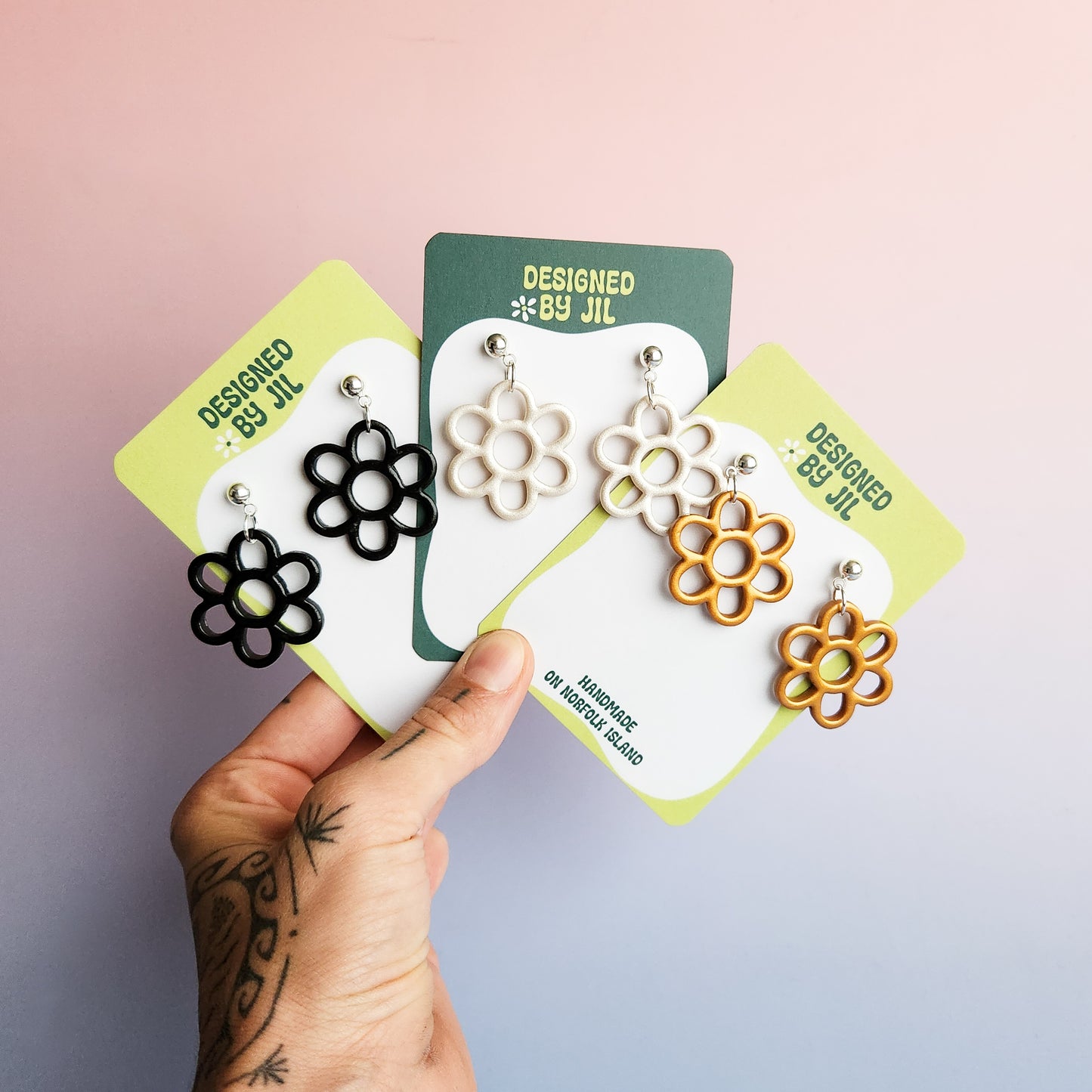 Darling Flower - Ball Post Dangle Earrings