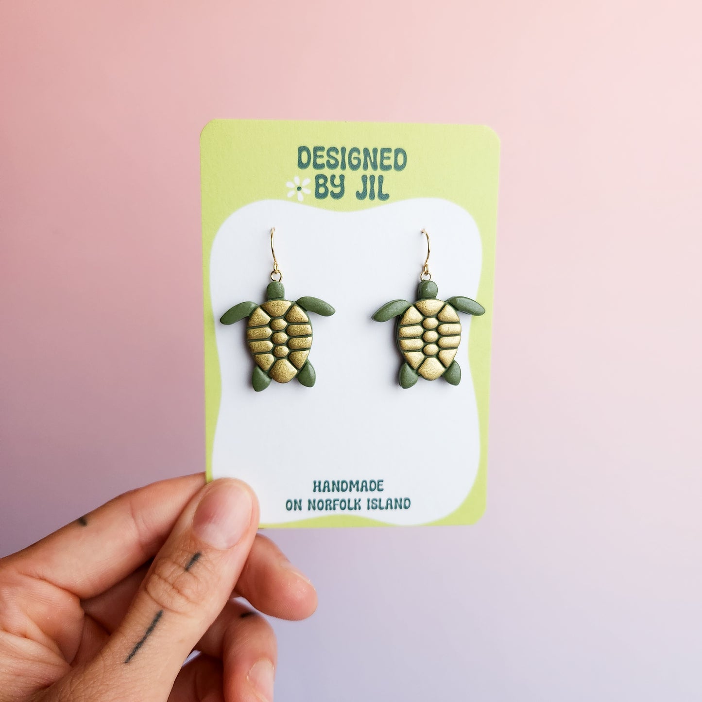 Gold Turtle - Dangle Earrings