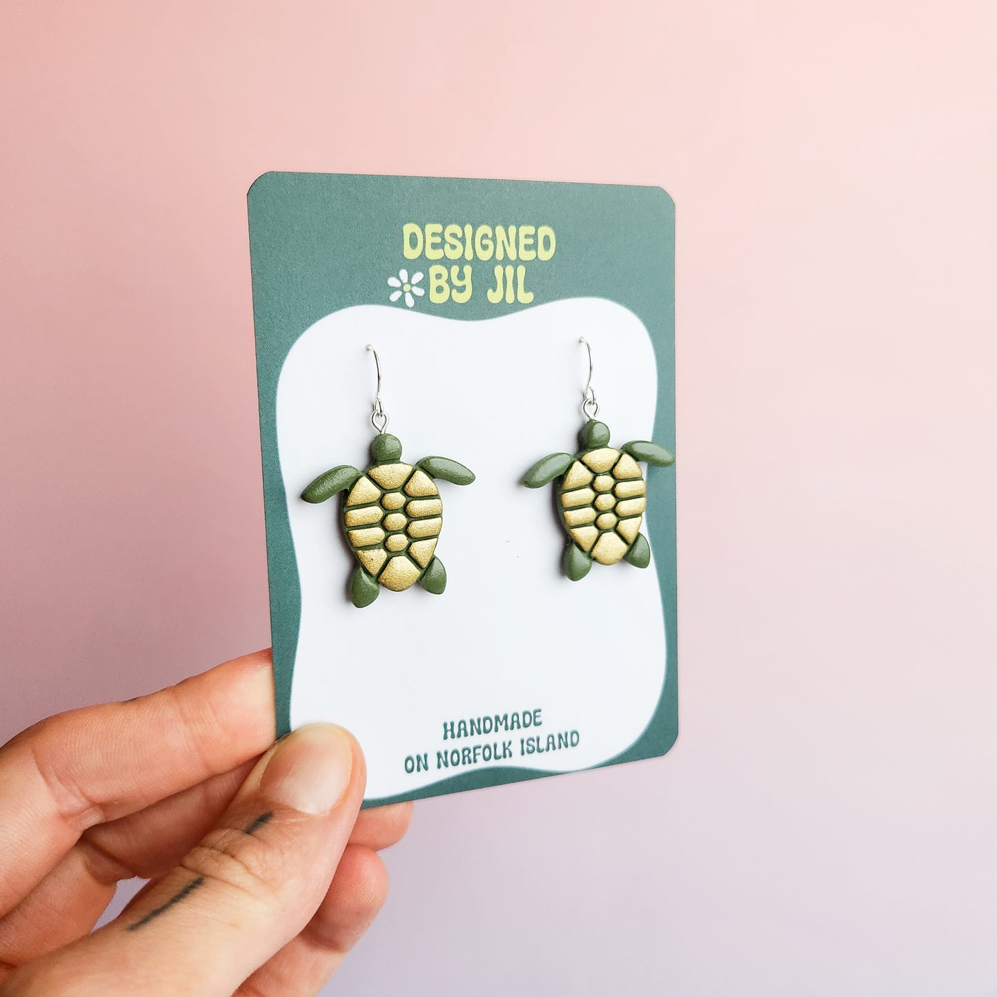 Gold Turtle - Dangle Earrings