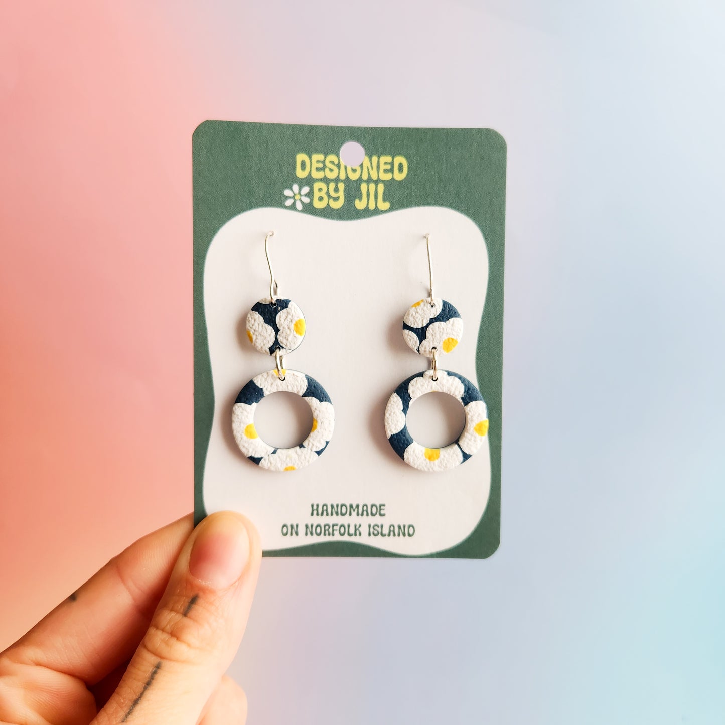 Double Daisy - Dangle Earrings