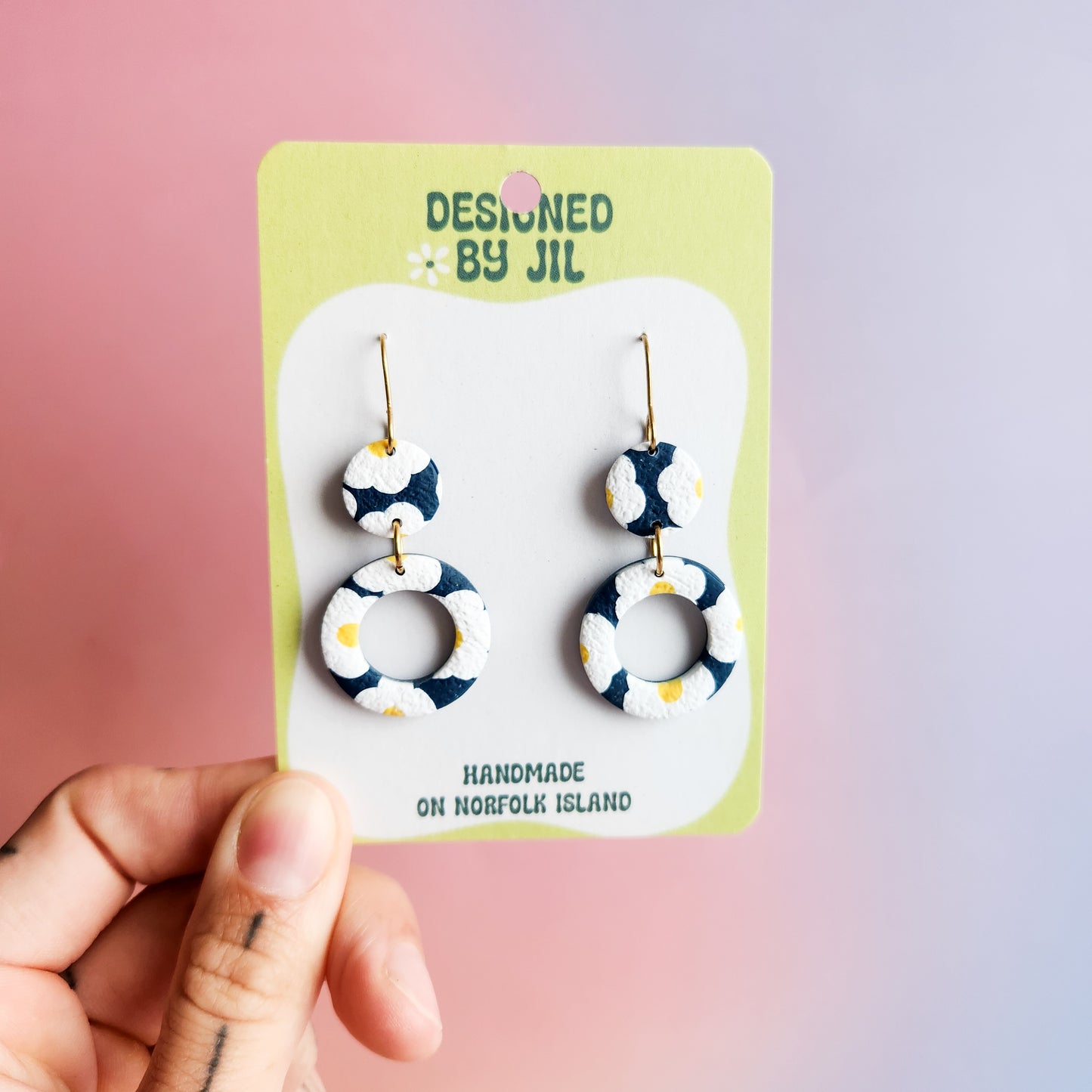 Double Daisy - Dangle Earrings