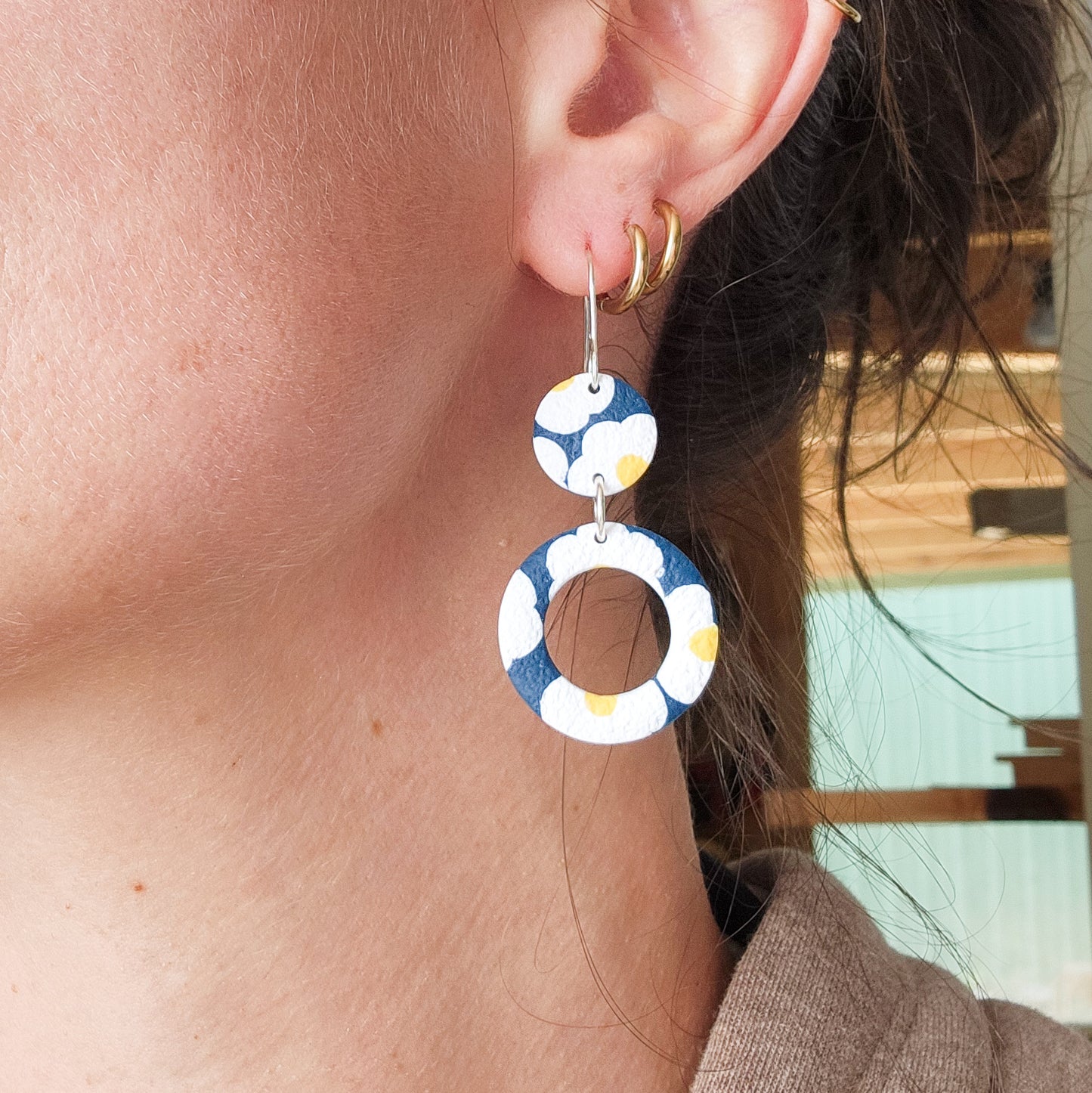 Double Daisy - Dangle Earrings