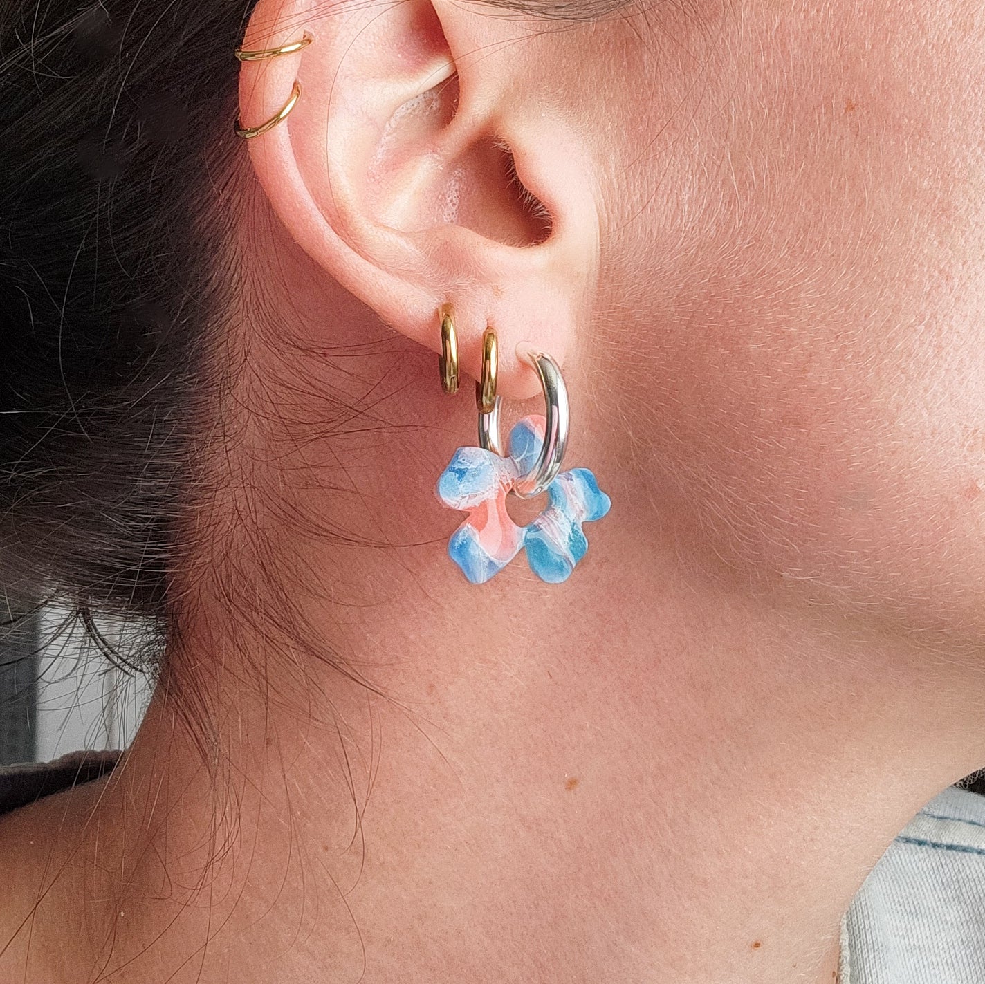 Ocean & Multicoloured Flower Dangle Earrings