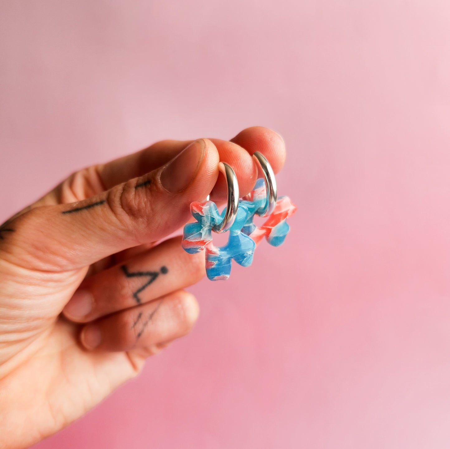 Ocean & Multicoloured Flower Dangle Earrings