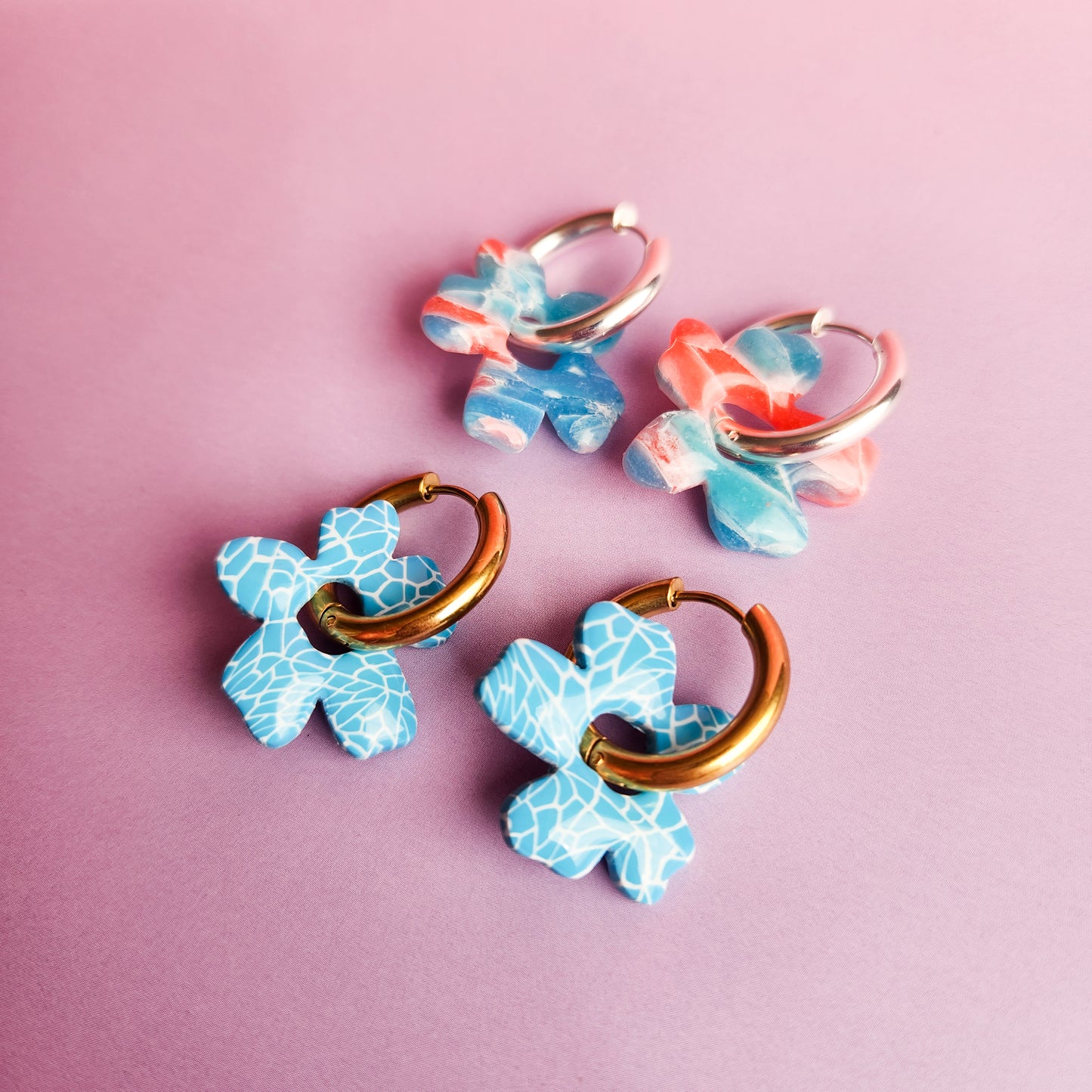 Ocean & Multicoloured Flower Dangle Earrings