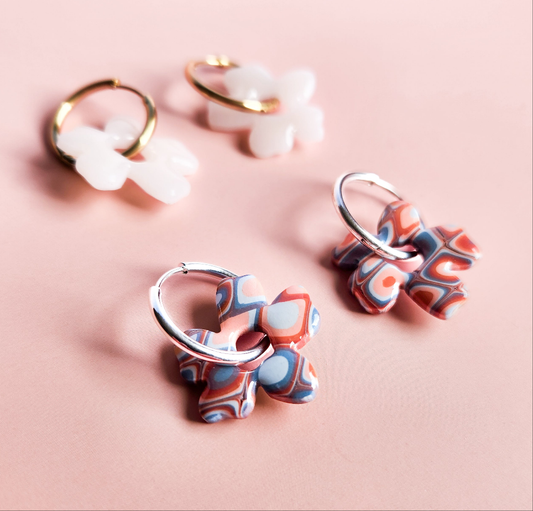 Translucent & Retro Flower Dangle Earrings