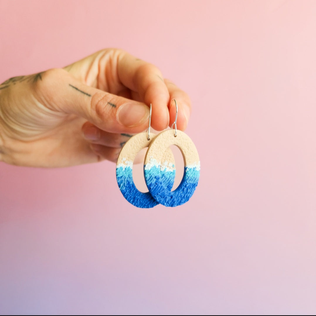 Oval Ocean - Dangle Earrings
