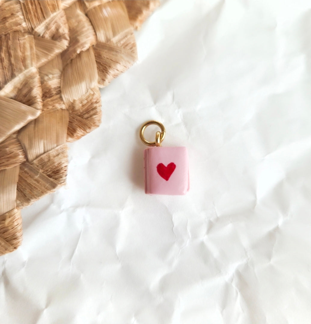 Pink Mini Heart Book - Charms
