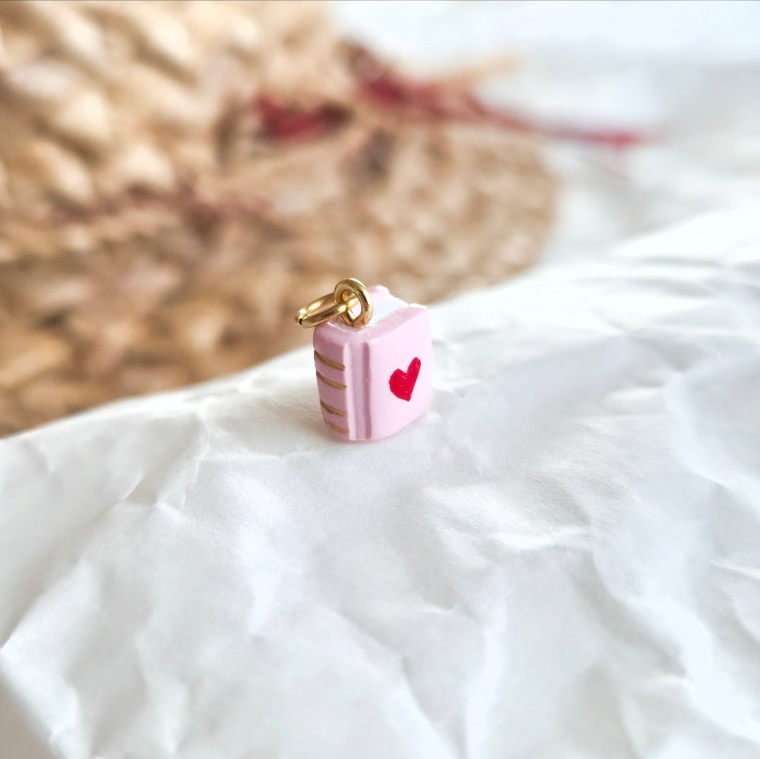 Pink Mini Heart Book - Charms