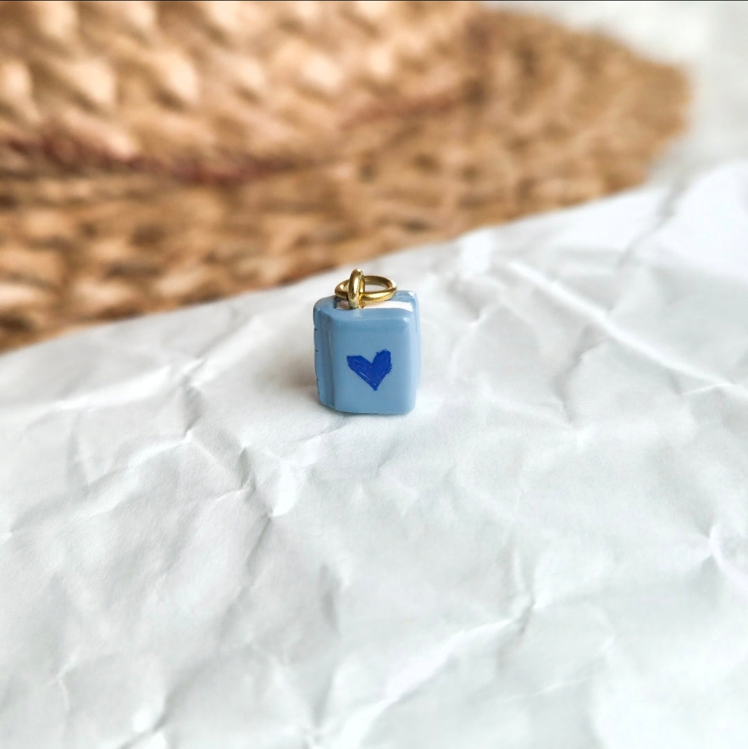 Blue Mini Heart Book - Charms