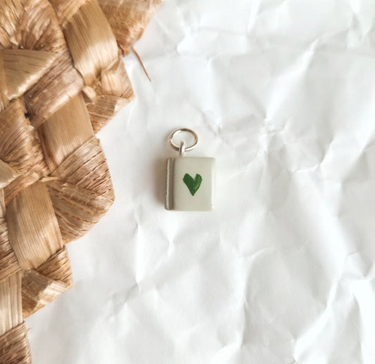 Green Mini Heart Book - Charms