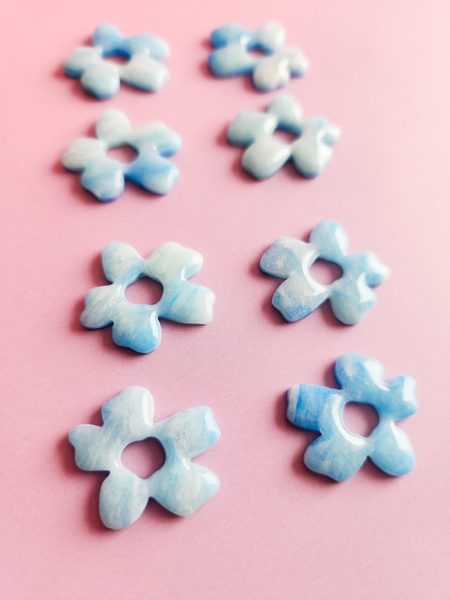 Blue Stone Big Flowers - Dangle