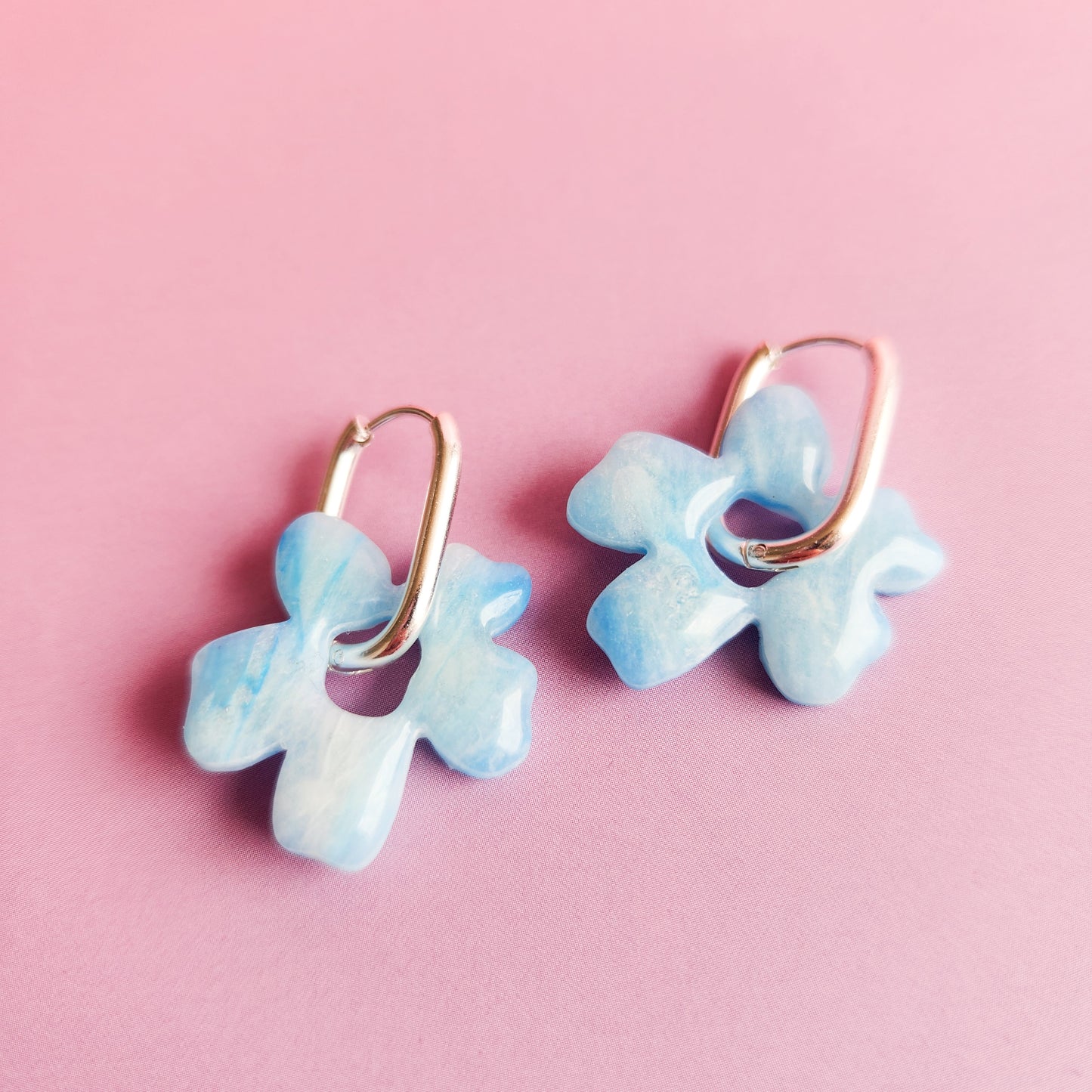 Blue Stone Big Flowers - Dangle