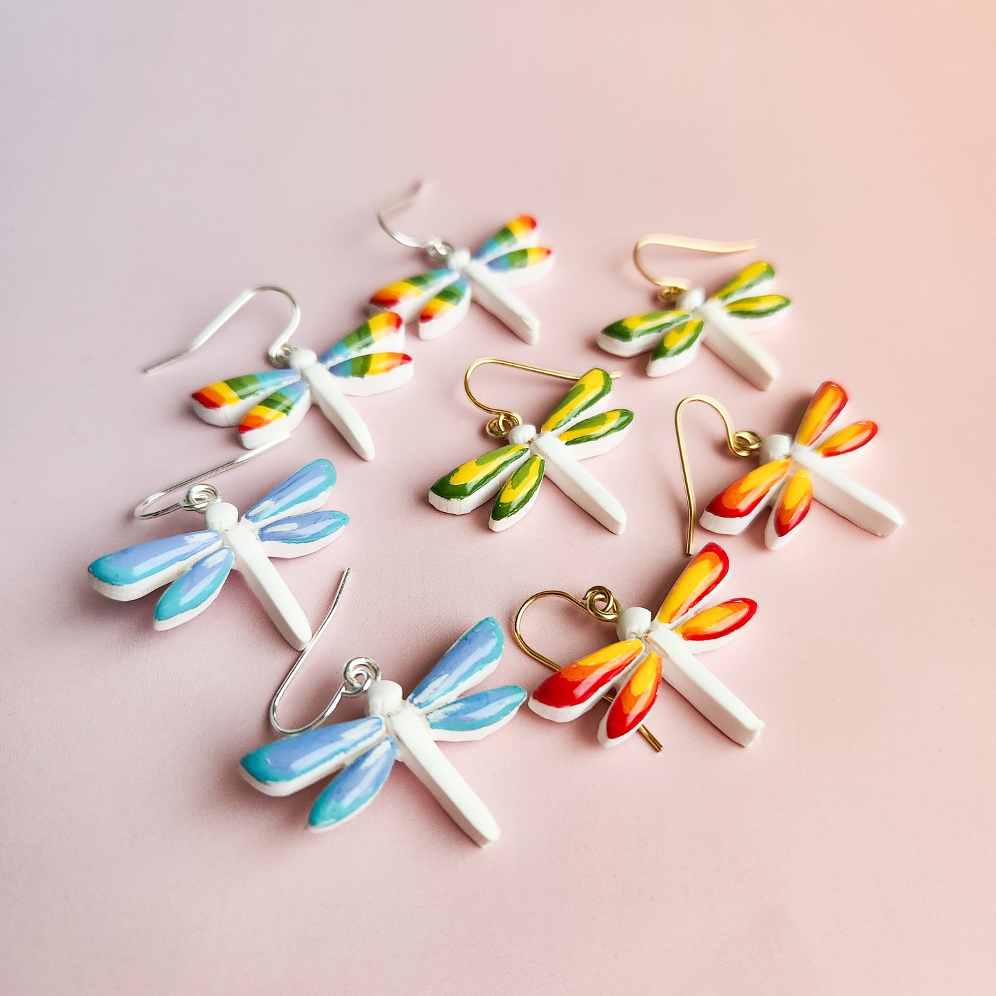 Painted Dragonfly - Dangle Earrings