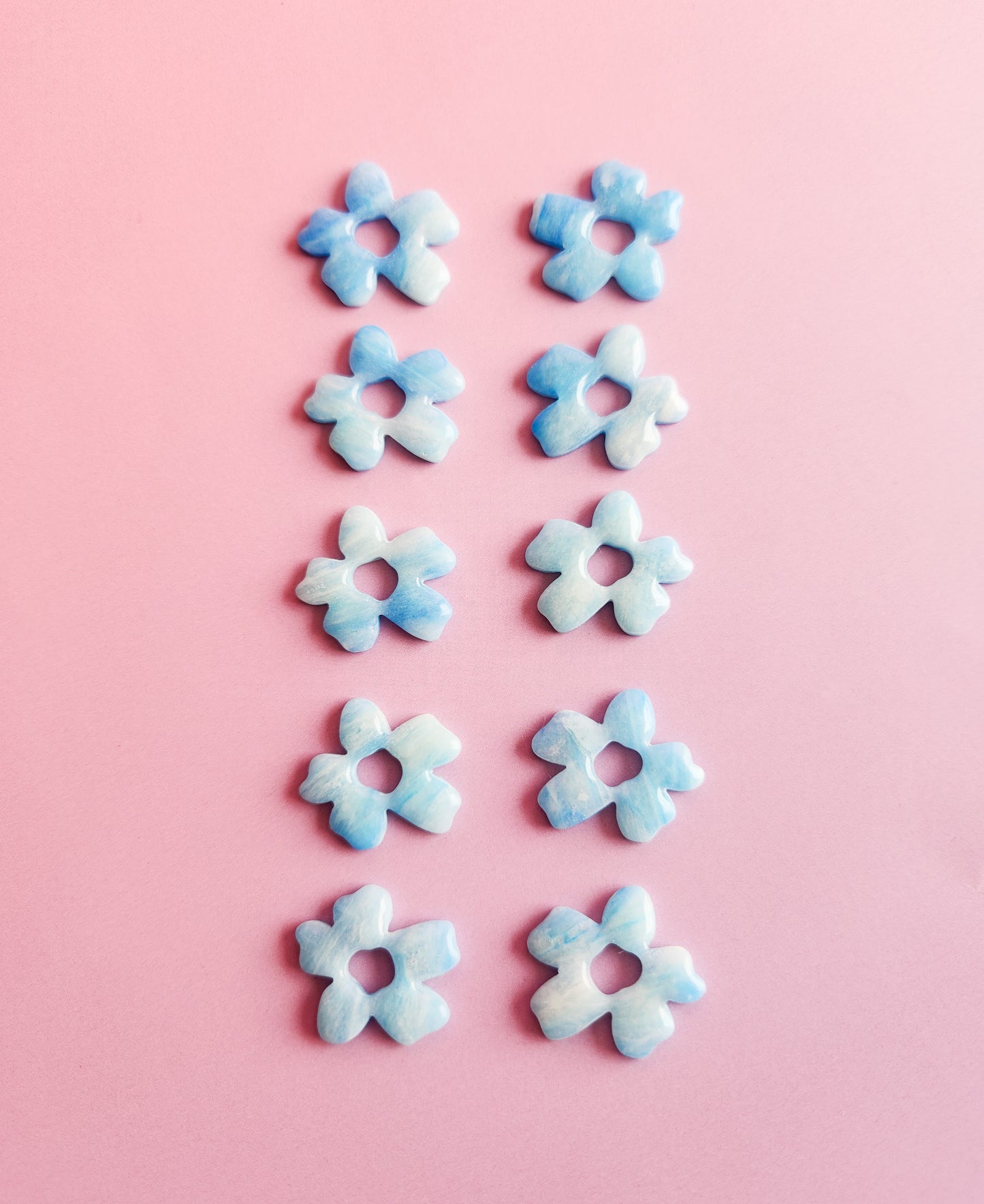 Blue Stone Big Flowers - Dangle