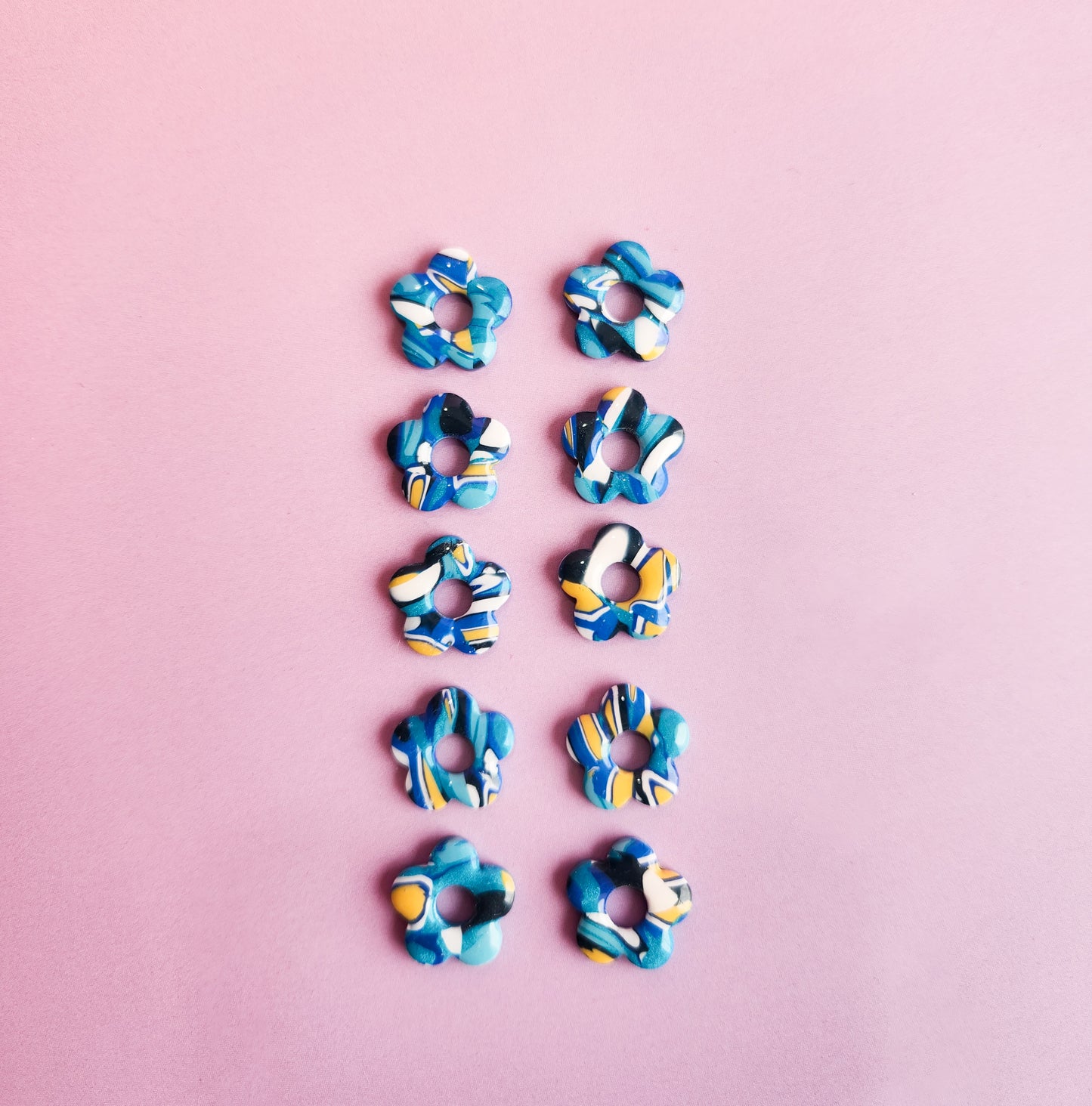 Funky Blue Little Flowers - Dangle Earrings