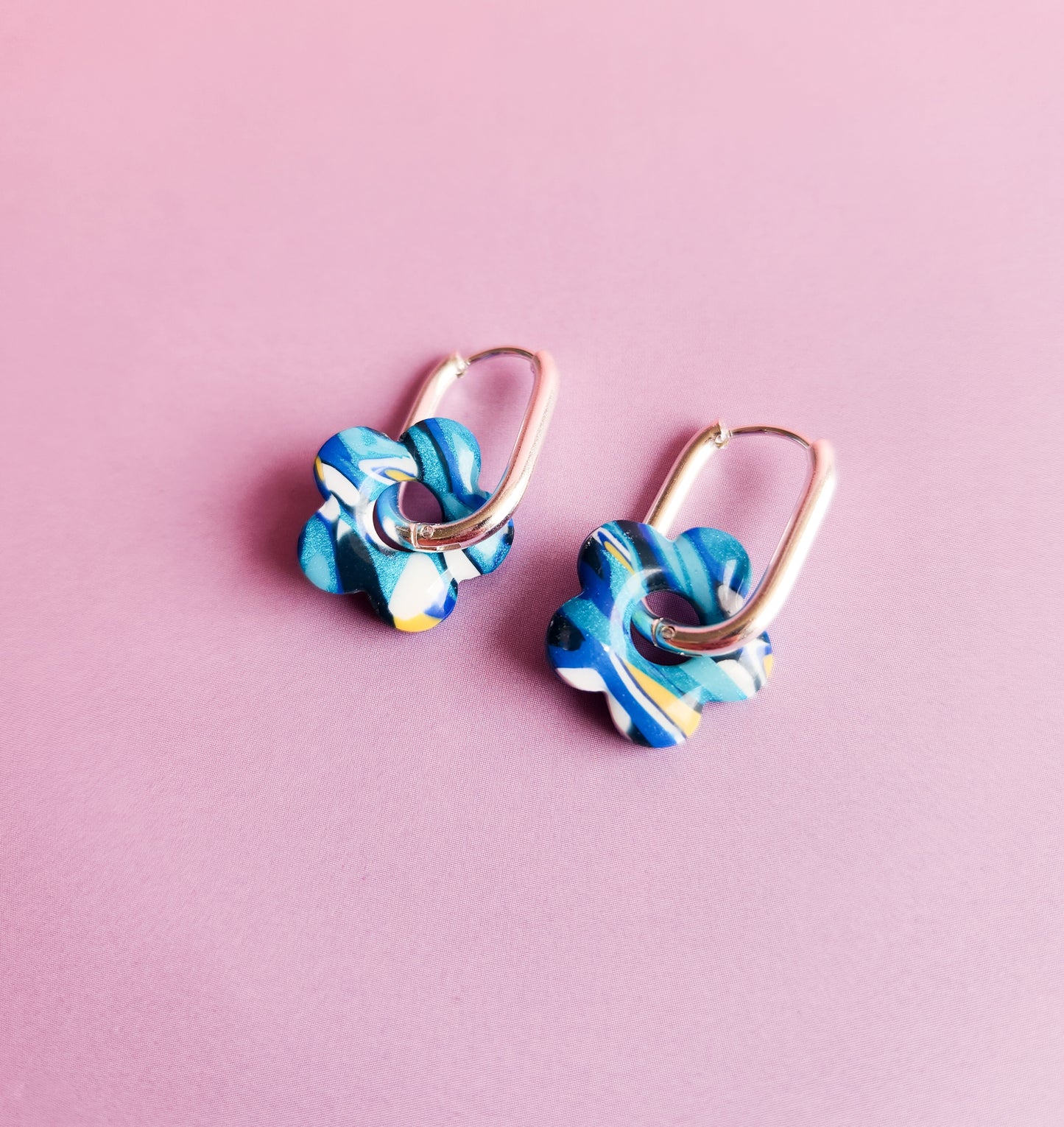 Funky Blue Little Flowers - Dangle Earrings