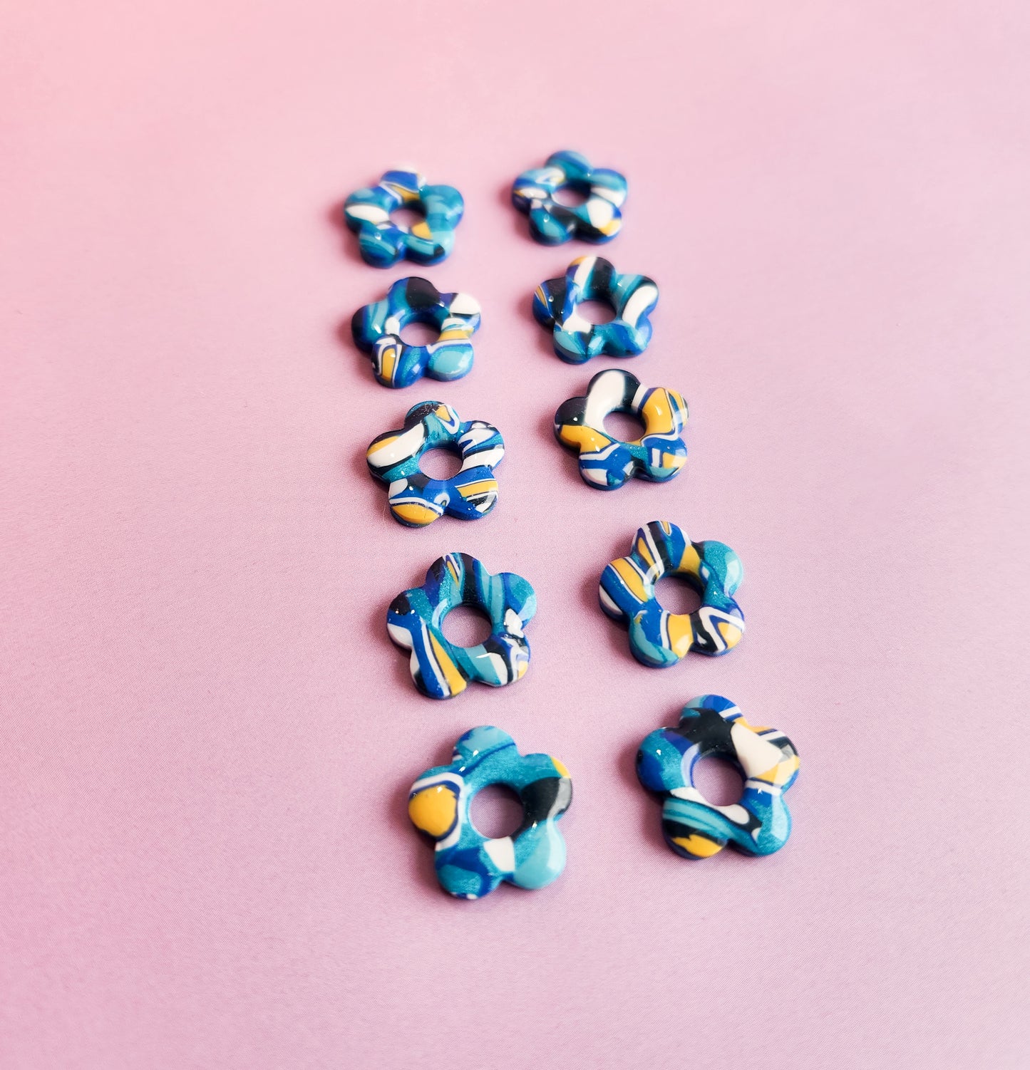 Funky Blue Little Flowers - Dangle Earrings