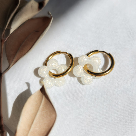 Sparkly Flower - Dangle Earrings